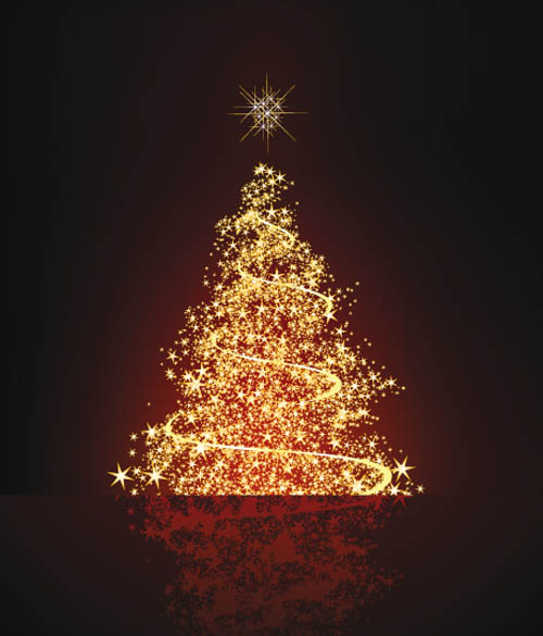 free vector Bright stars christmas tree vector